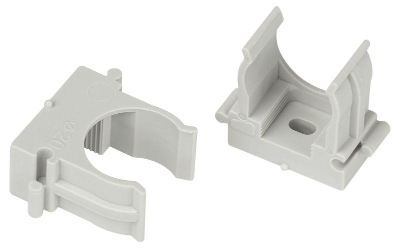 Держатель для труб (клипса) d20мм для прямого монтажа CLIP-20-G-MP сер. (уп.100шт) Эра Б0062104