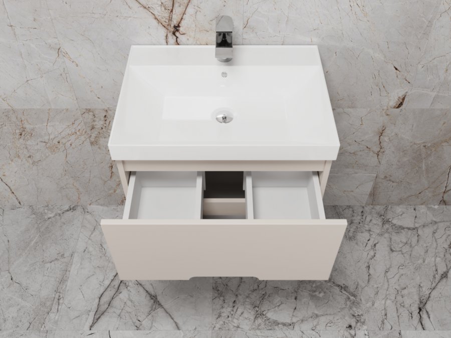 Тумба подвесная "Матис 60", Classic 60, (2 ящика), КРЕМ, ЭМАЛЬ