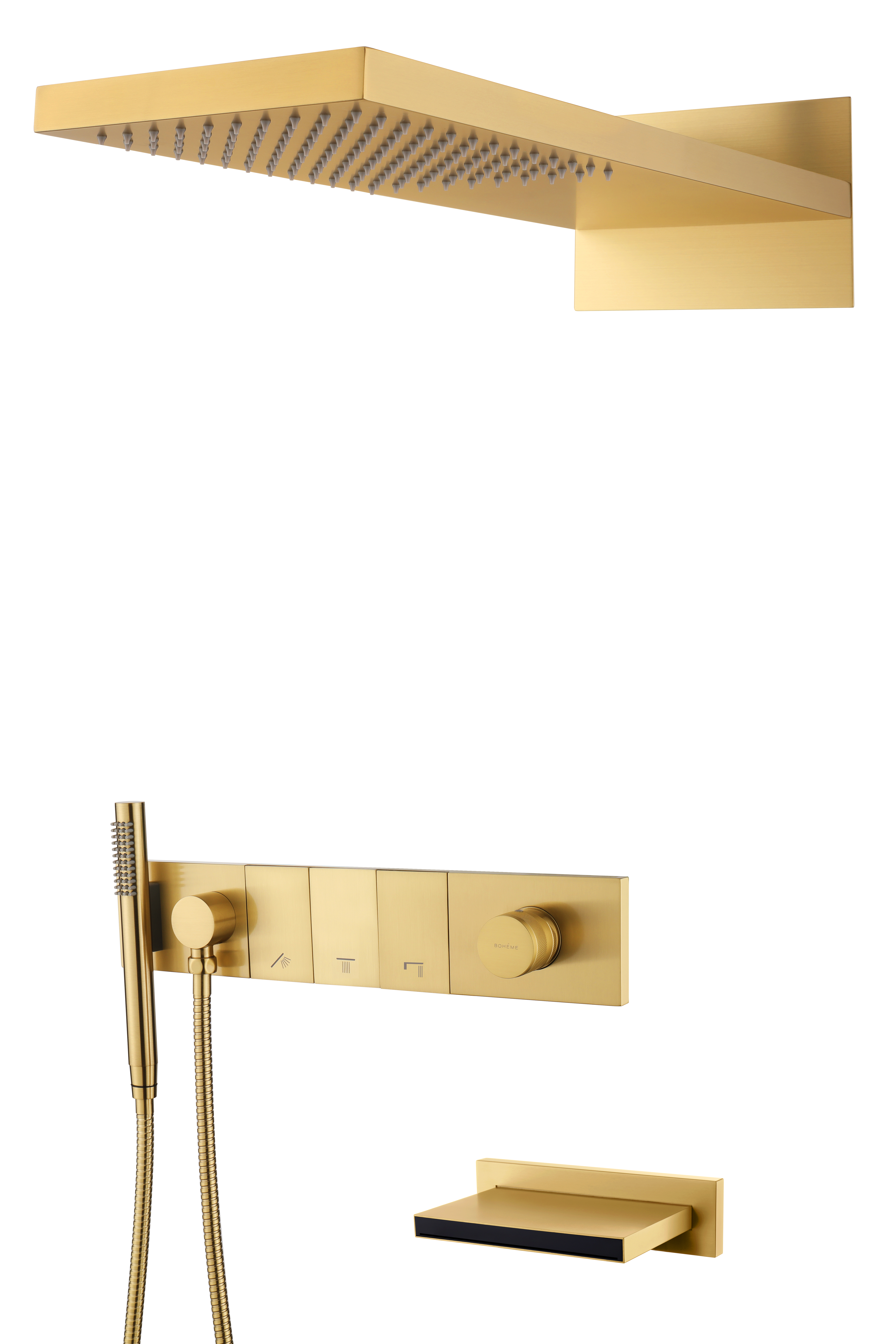 Встроенная душевая система  ZODIAC с термостатом, трехпозиционная GUN METAL