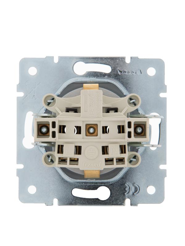 Розетка 1-м СП Karina с заземл. термопласт механизм матов. серебр. LEZARD 707-4388-122B
