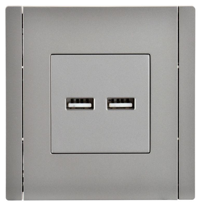 Розетка USB A+A 3.1А FORTE&PIANO FP549 сталь IEK FP-U21-D31-K46