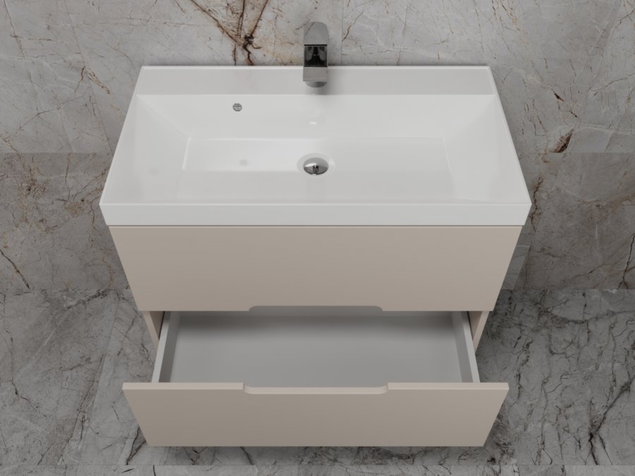 Тумба подвесная "Матис 80", Classic 80, (2 ящика), КРЕМ, ЭМАЛЬ