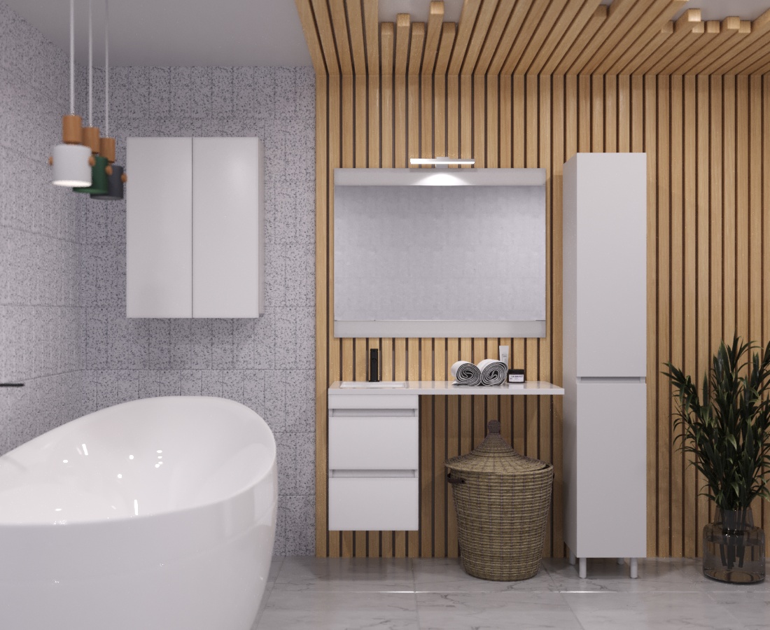 Тумба подвесная "Даллас 100", Люкс белая, PLUS