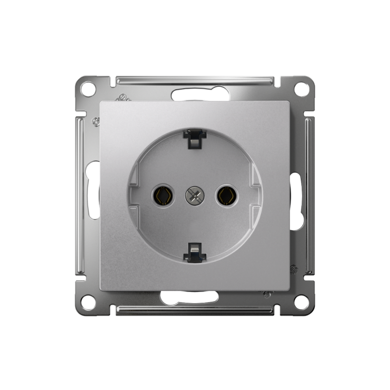Розетка AtlasDesign 16А с заземл. быстрозажим. клем. механизм алюм. SE ATN000343S