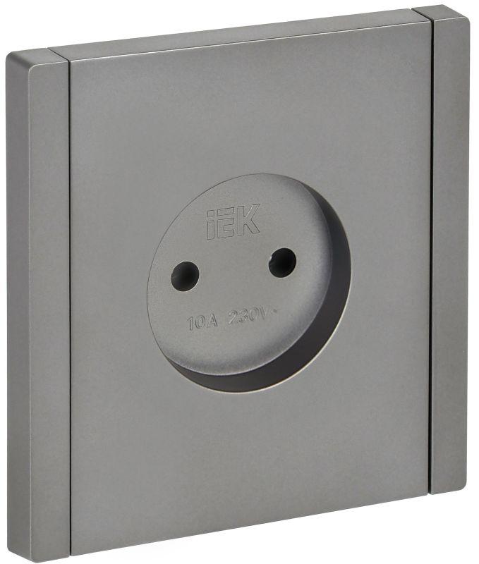 Розетка 1-м СП FORTE&PIANO FP518 10А без заземл. без защ. шторок винт. крепл. сталь IEK FP-R10-10-K46