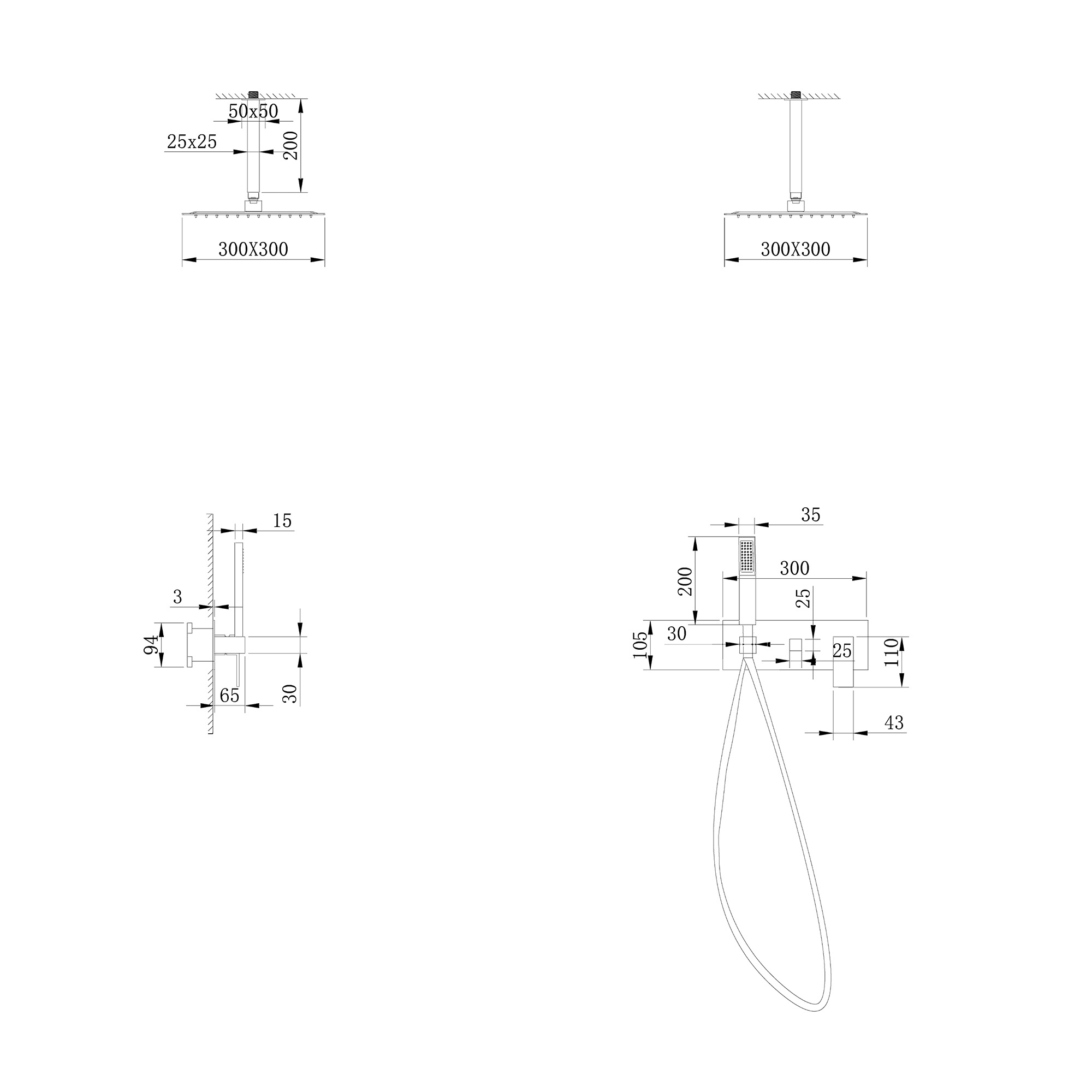 Душевая система ABBER Daheim AF8221W скрытого монтажа без излива, белый матовый