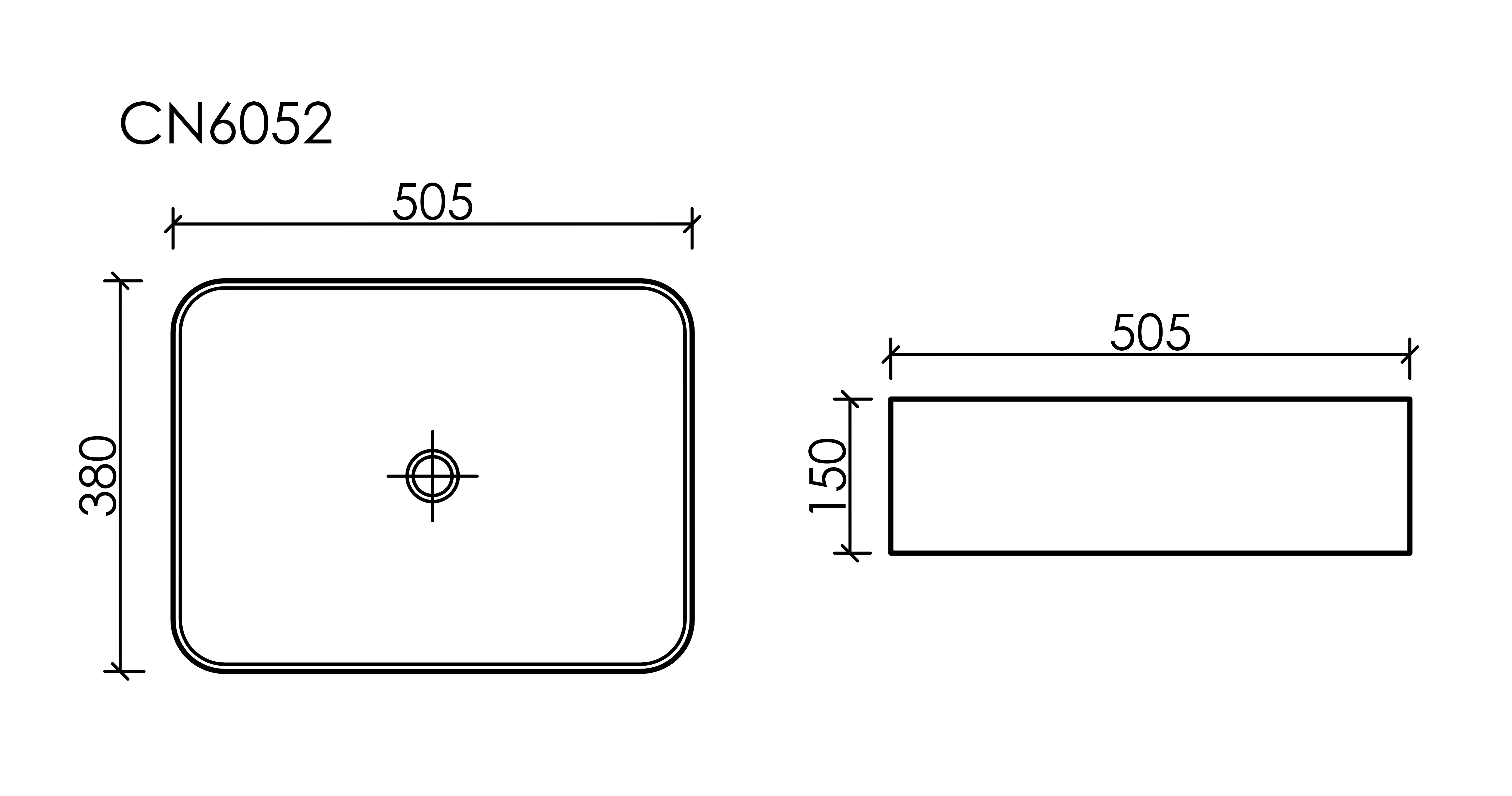 Умывальник чаша накладная прямоугольная Element 505*380*150мм, CN6052