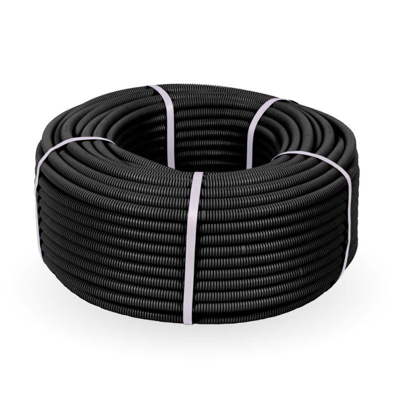 Труба гофрированная ПВХ легкая d16мм 350 Н черн. (уп.100м) Промрукав PR01.00385