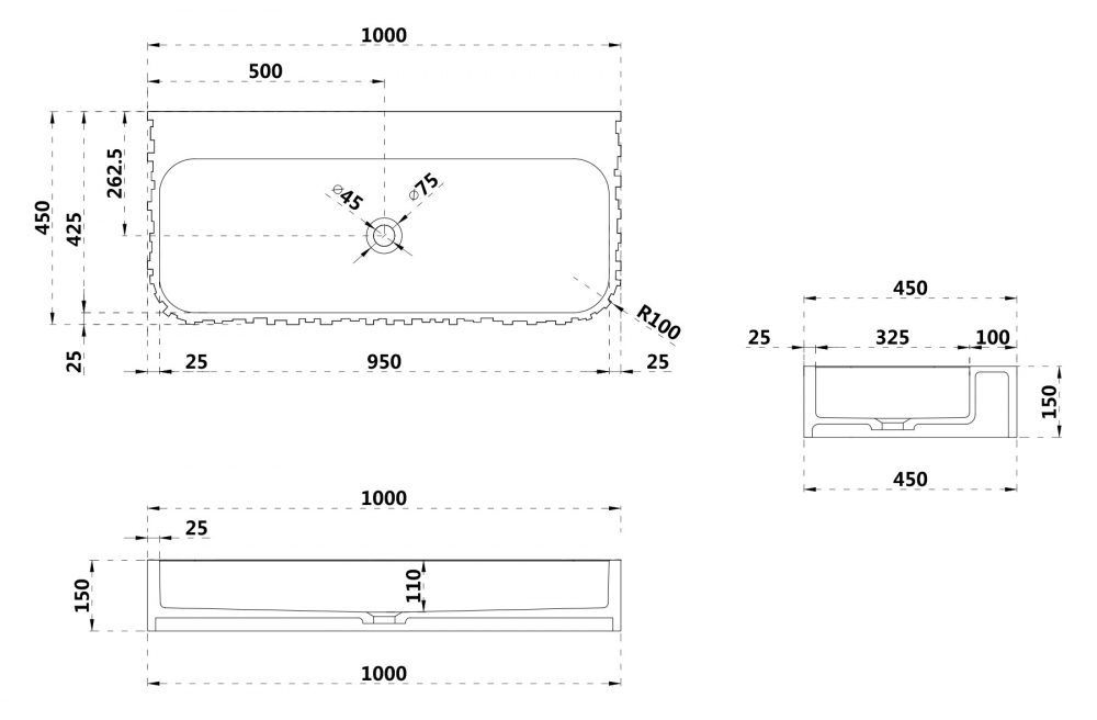 Раковина подвесная ABBER Stein AS2652-1.0 белая матовая