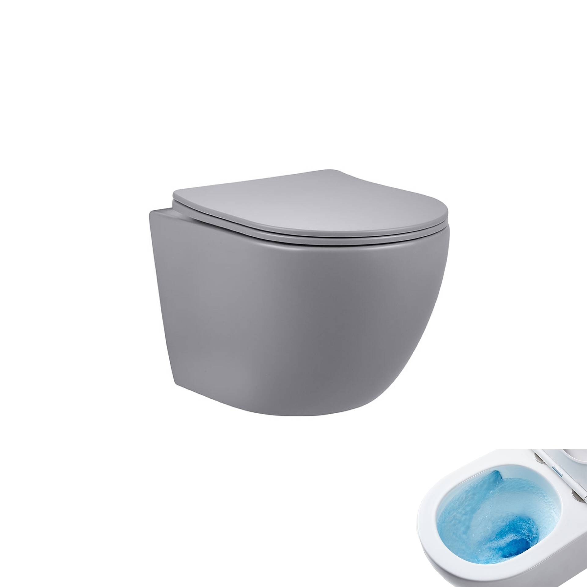 Унитаз подвесной Tornado Gid Tr2122TF-Lgm 62259Y серый матовый 49x36x36