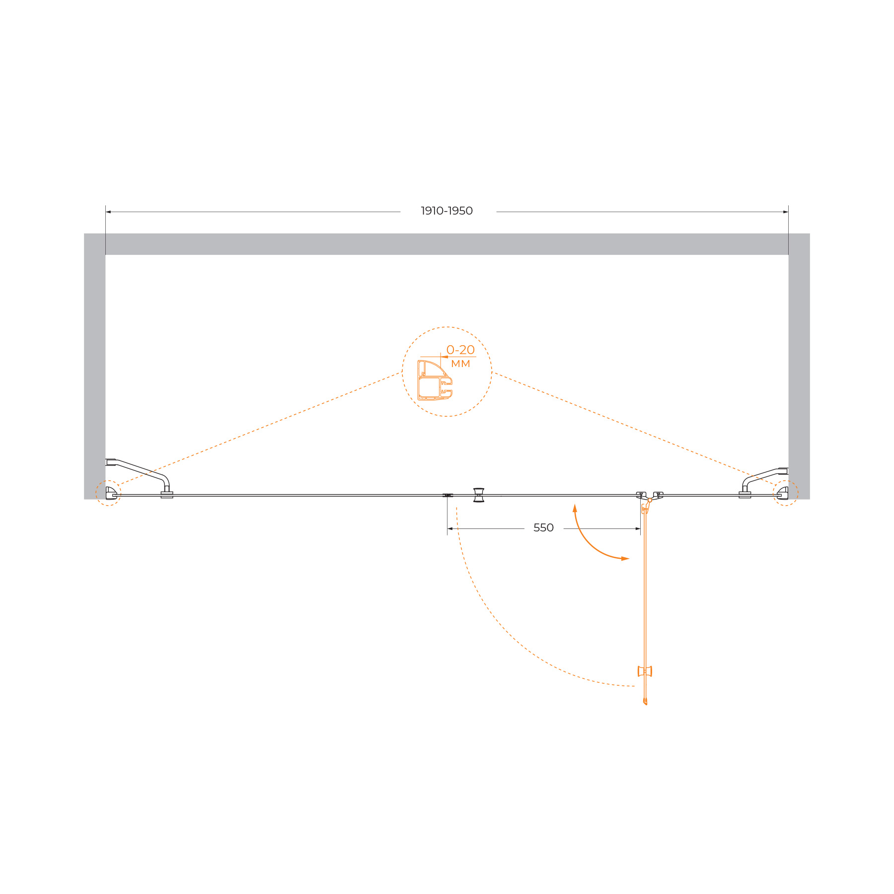 Душевая дверь CEZARES VERONA-W-B-13-100+60/40-C-Cr