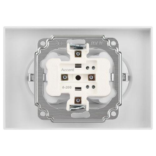 Розетка 2-м СП Accent 6-205-01М 16А IP20 250В 2P+E Schuko AL/CU бел. матов. Intro Б0063487