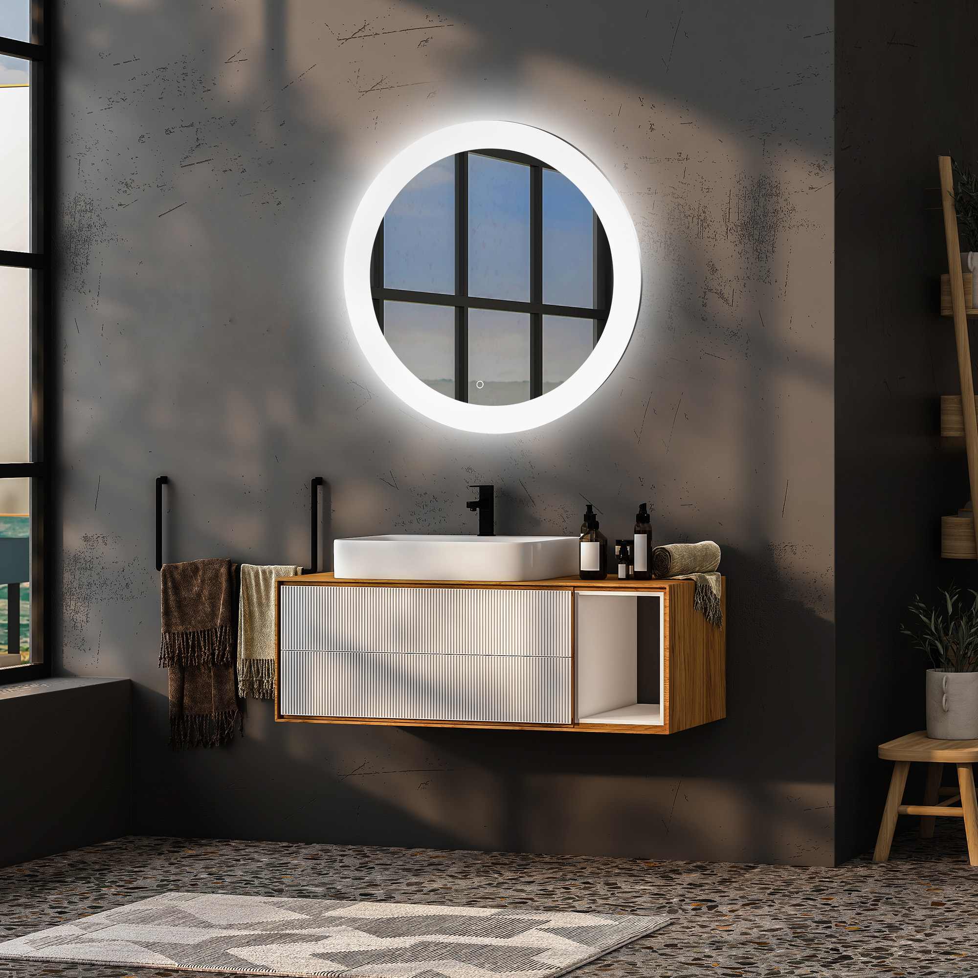 Зеркало ABBER Mond AG6202SL-0.77 с подсветкой, сенсорный выключатель, диммер