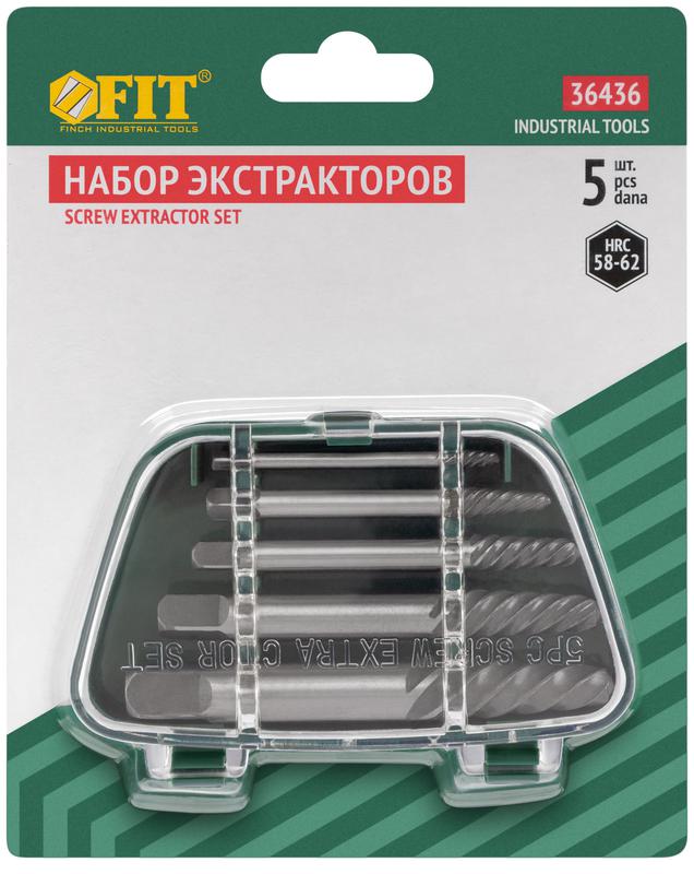 Набор экстракторов для шурупов усиленные (уп.5шт) FIT 36436