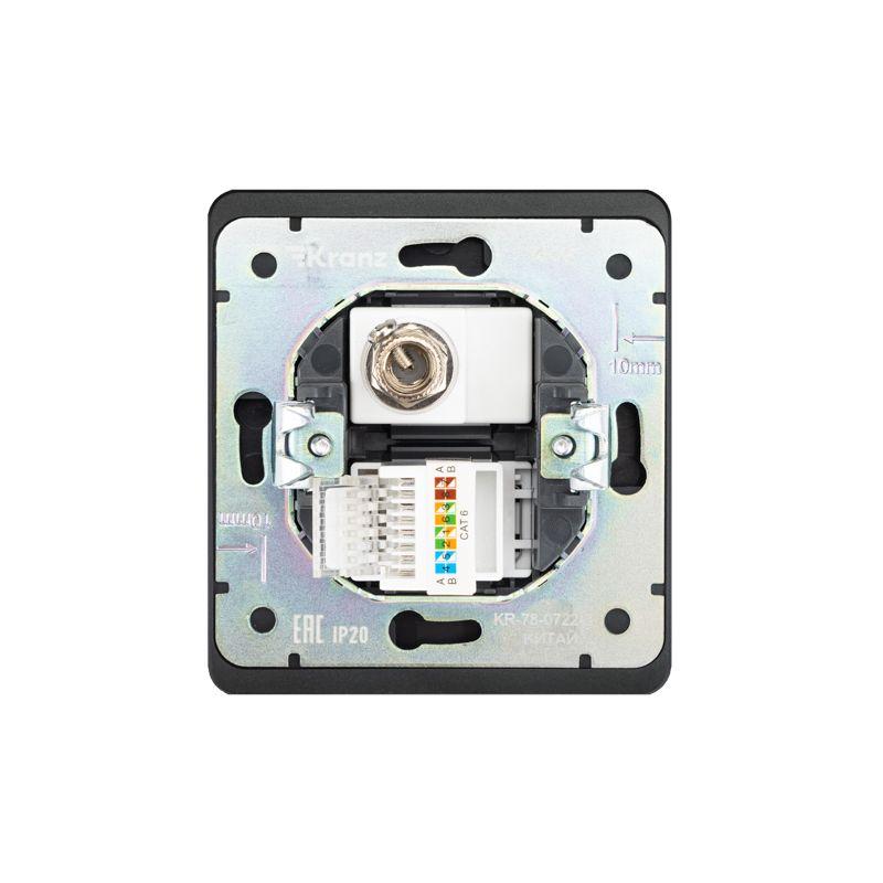 Розетка компьютерная + телевизионная СП ROUND MIELE RJ45 кат6 + TV оникс Kranz KR-78-0722-3