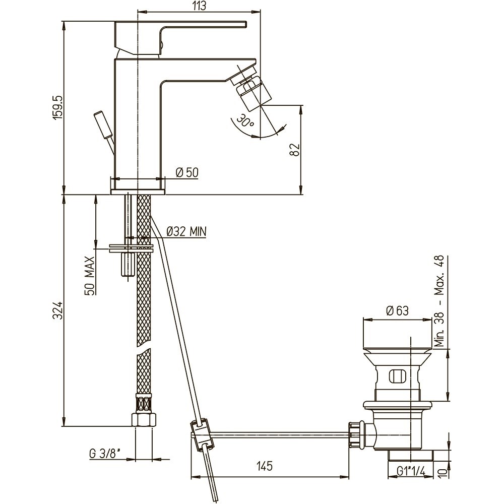 Смеситель Paini Dax 84CR306RKM для биде