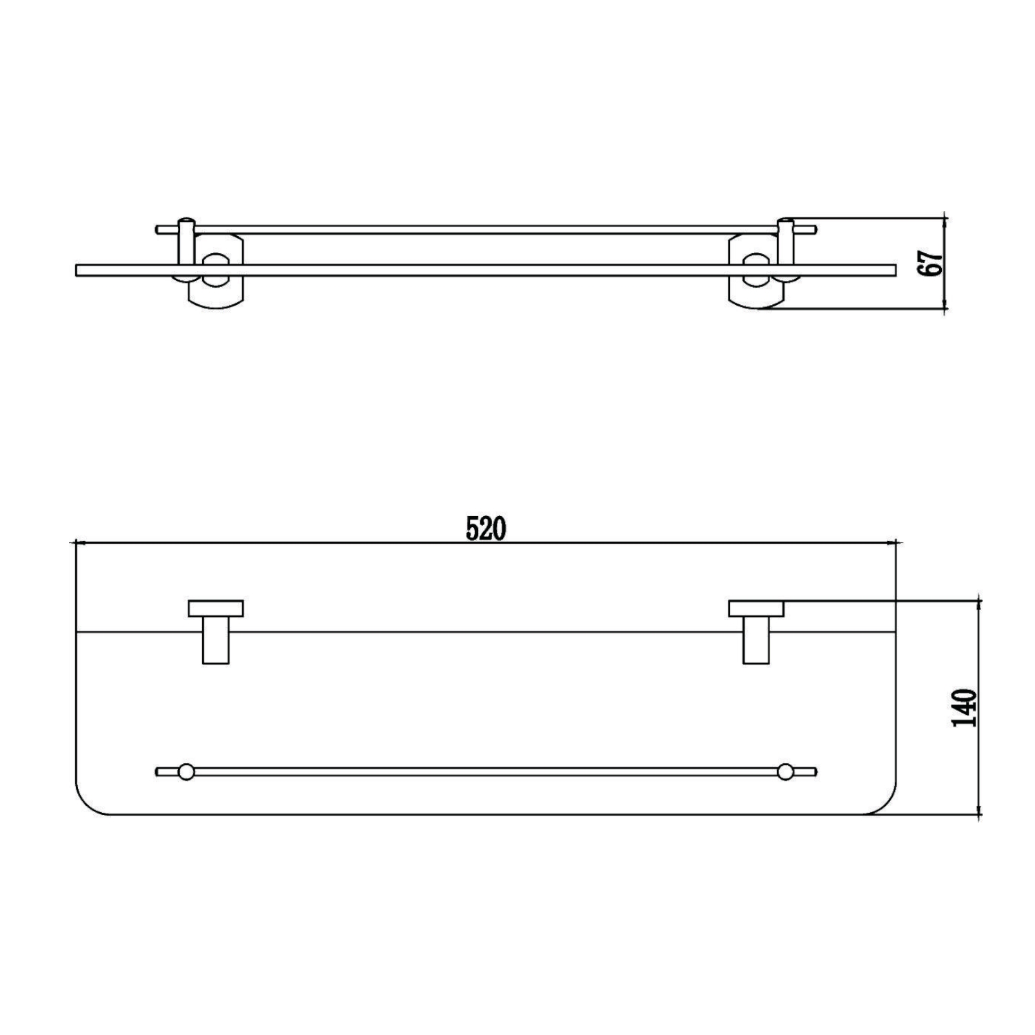 Полка стеклянная Savol S-009991, хром