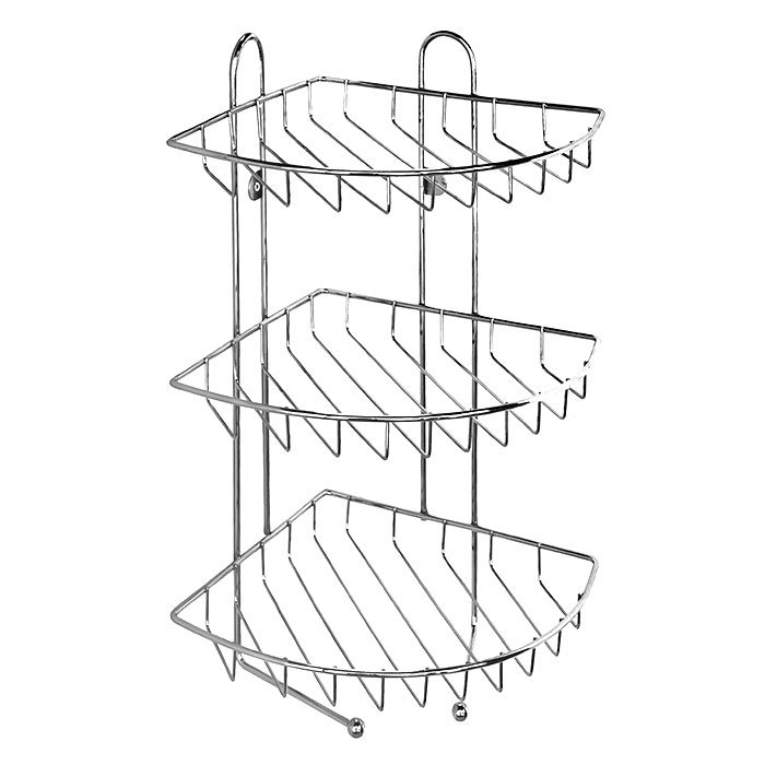 Полка трехъярусная угловая с крючками Milardo , проволока стальная (110WC30M44)
