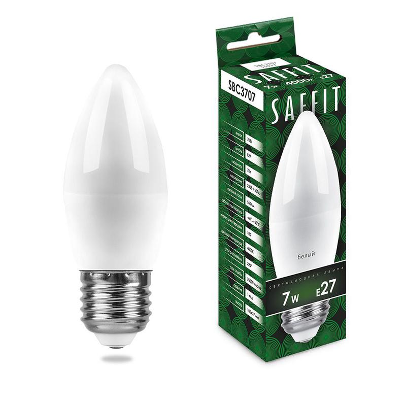 Лампа светодиодная 7Вт 230В E27 4000К C37 SBC3707 SAFFIT 55033