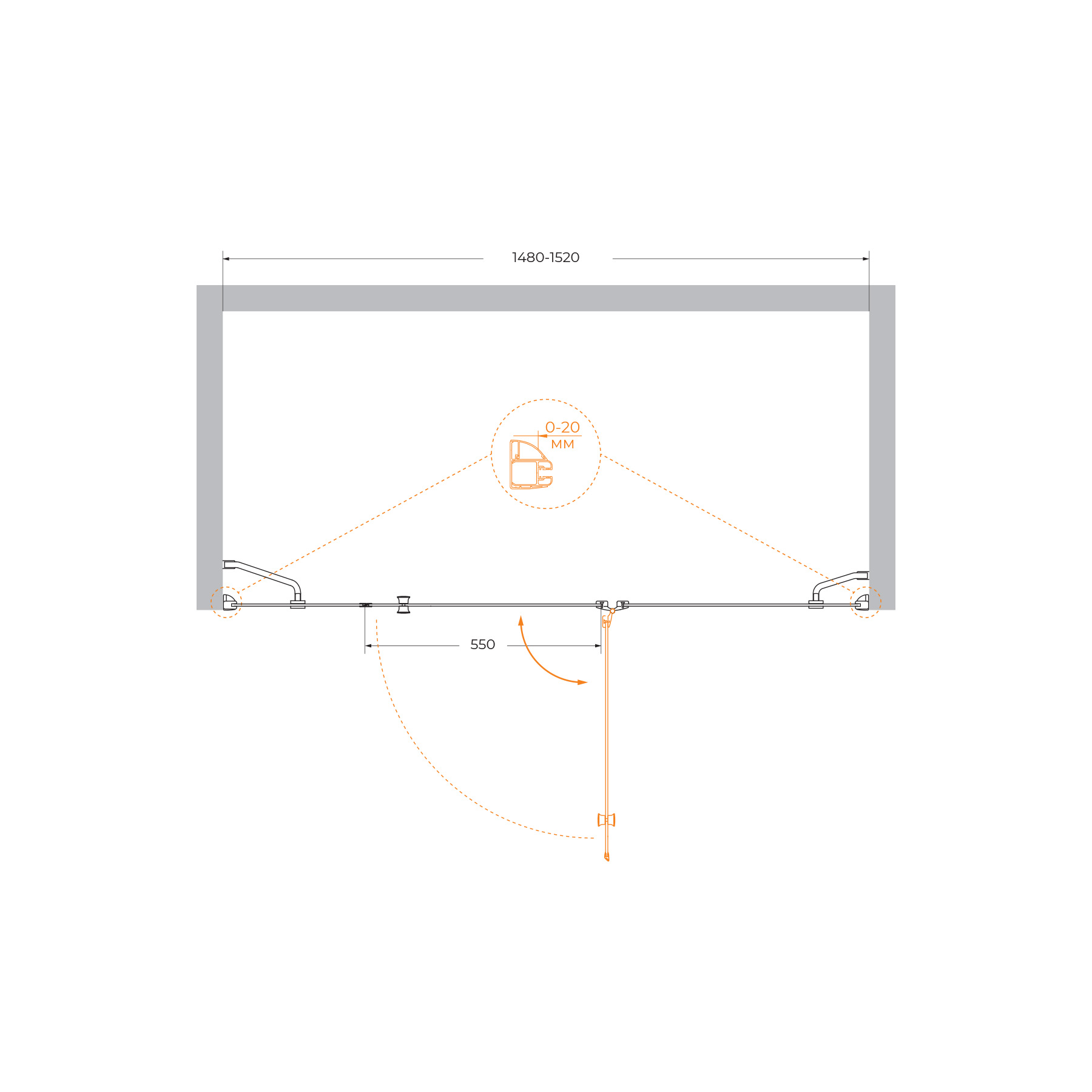 Душевая дверь CEZARES VERONA-W-B-13-30+60/60-P-Cr-R