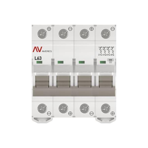 Выключатель автоматический модульный 4п L 63А 10кА AV-10 DC AVERES EKF mcb10-DC-4-63L-av