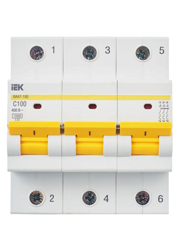 Выключатель автоматический модульный 3п C 100А 15кА ВА47-150 KARAT IEK MVA50-3-100-C