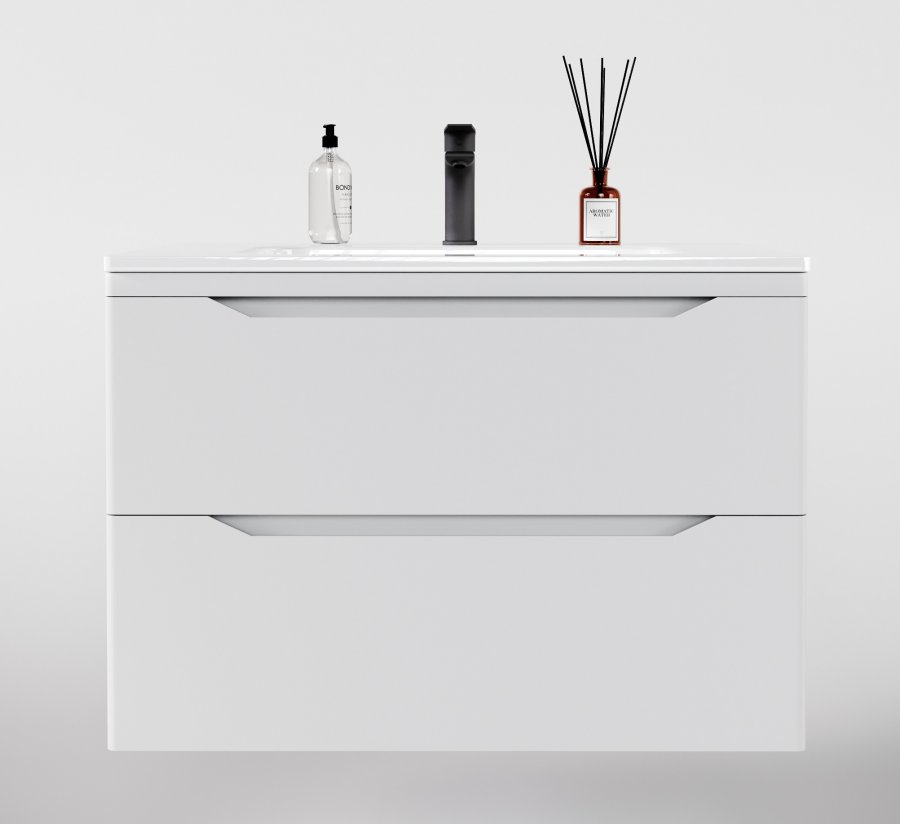 Тумба подвесная "Марелла 80" (2 ящ.) Люкс антискрейтч белый матовый, PLUS