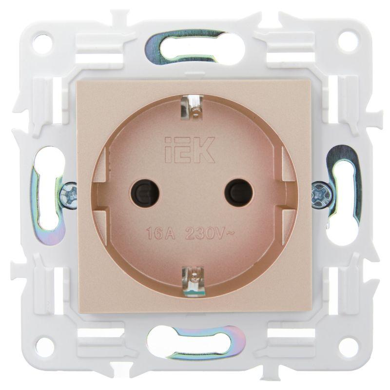 Розетка SKANDY 16А с заземл. защ. шторки безвинт. крепл. SK-R06Sa песочн. IEK SK-R14-16-1-K98