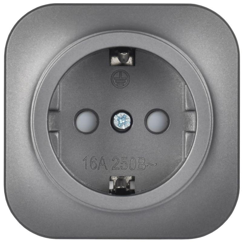 Розетка ОП GLORY РСш20-3-ХСм 16А с заземл. защ. шторки сталь матов. IEK ERH14-K46M-16