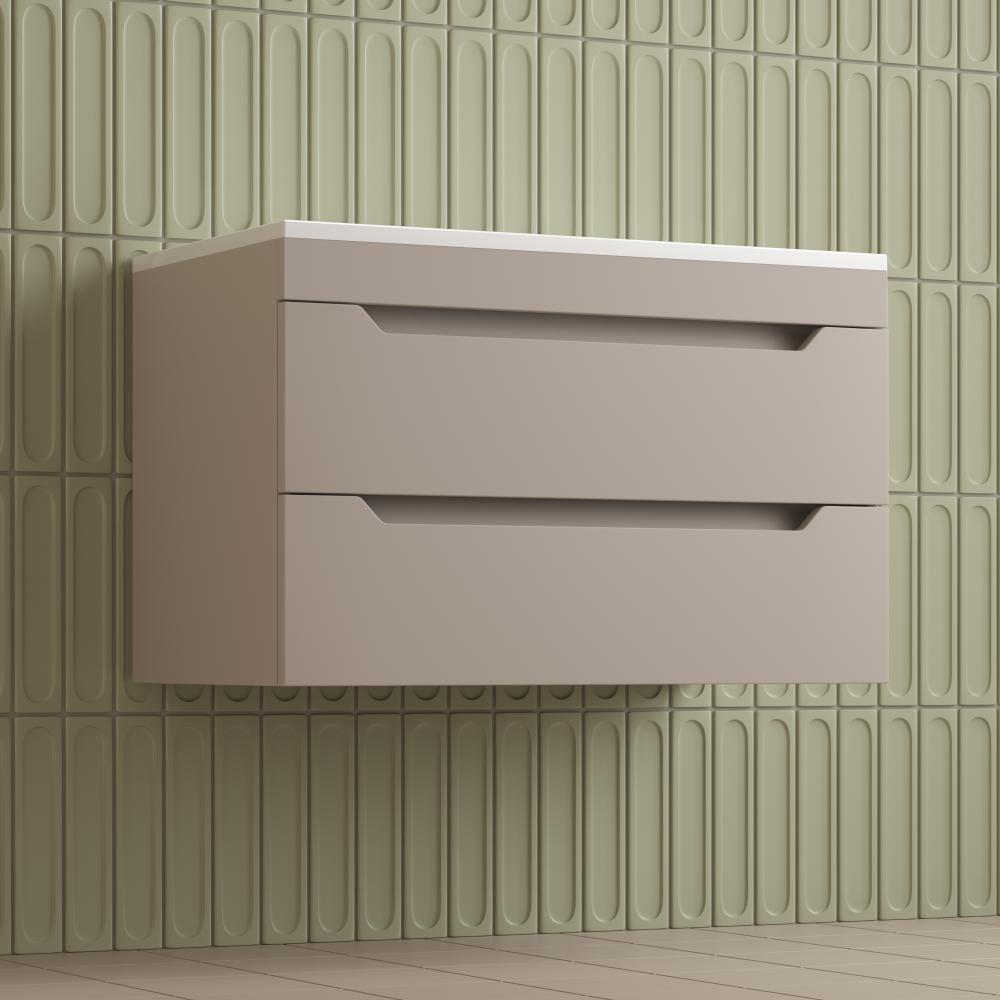 Тумба подвесная "Остин" под раковину Фортуна 80 2 ящ крем эмаль PLUS