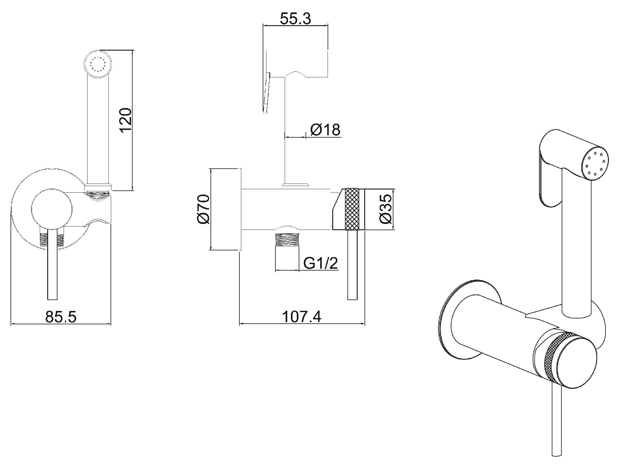 Смеситель с гигиеническим душем Allen Brau Priority 2.0 5.31029-00 (с внутренней частью) хром