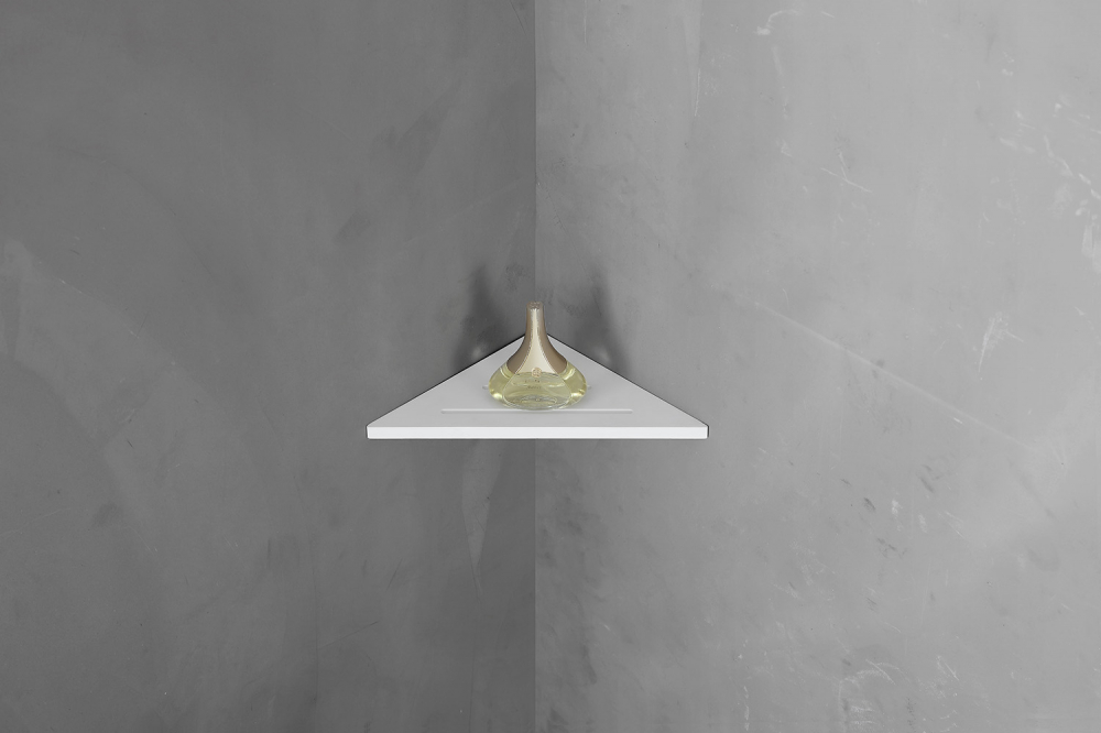 Угловая полочка для ванной комнаты ABBER Stein AS1652L белая матовая