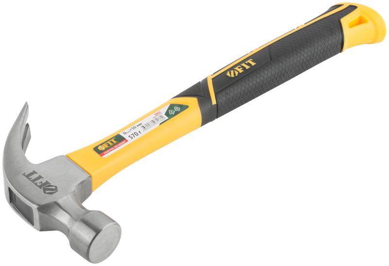 Молоток-гвоздодер Профи 30мм 570г фибергласовая усилен. ручка FIT 44780