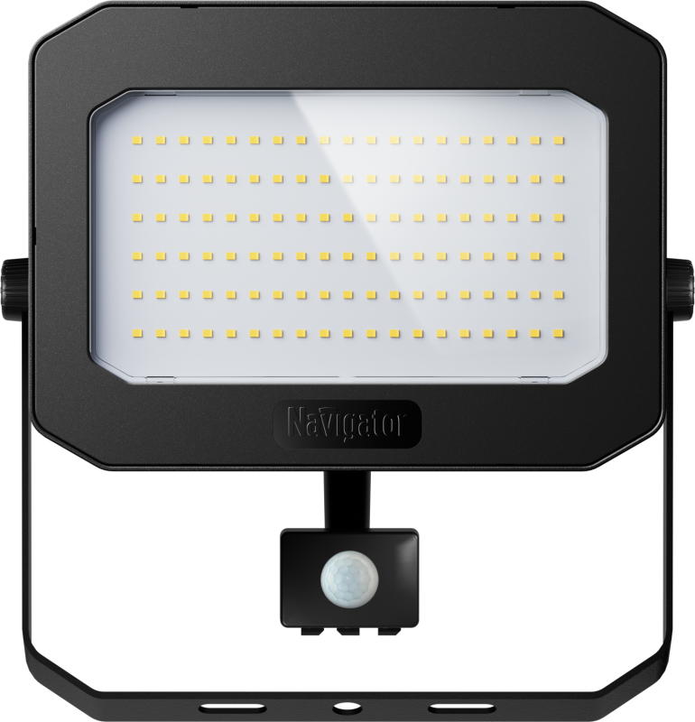 Прожектор светодиодный 95 202 NFL-05-100-4K-BL-D110-SNR-LED 100Вт 4000К IP65 12500лм с ИК датчиком движения черн. NAVIGATOR 95202