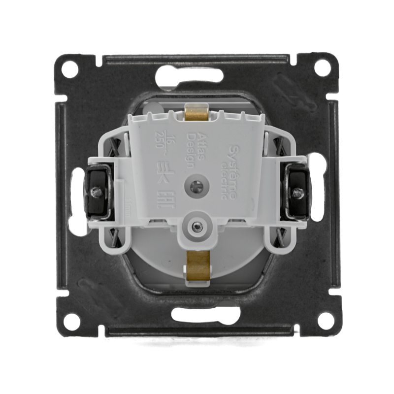 Розетка 1-м СП AtlasDesign Aqua 16А IP44 с заземл. защ. шторки с крышкой механизм бел. SE ATN440146