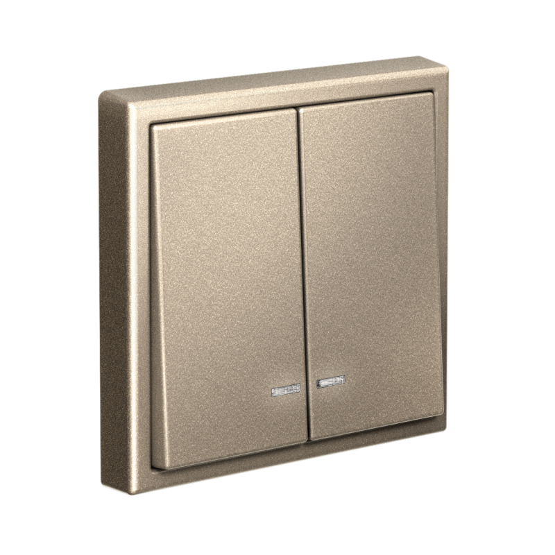 Выключатель 2-кл. ArtGallery (сх. 5а) 10AX с подсветкой быстрозажим. клем. механизм шампань SE GAL000553S