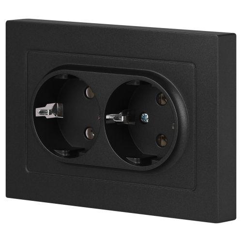 Розетка 2-м СП Accent 6-205-05 16А IP20 250В 2P+E Schuko AL/CU антрацит Intro Б0063494