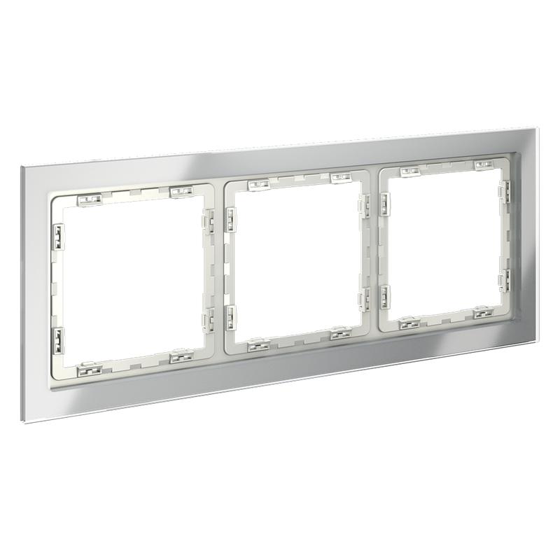 Рамка 3-м S70 стеклян. сталь Voltum VLS110305