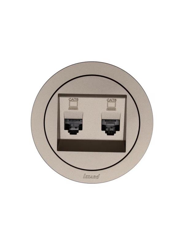 Розетка компьютерная 2-м СП OSEN кат.6 с модулем механизм титан LEZARD 743-3788-142