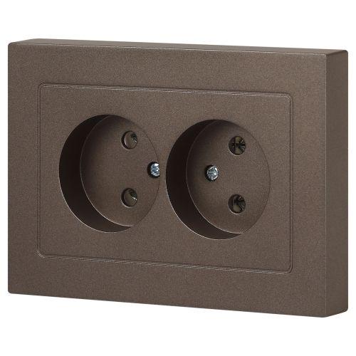 Розетка 2-м СП Accent 6-204-08 16А IP20 250В 2P AL/CU бронза Intro Б0063472