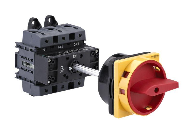 Выключатель-разъединитель 3п 125А IP20 с красн. выносн. рукоят. на дин-рейке/плате с замком SE MSD125340R