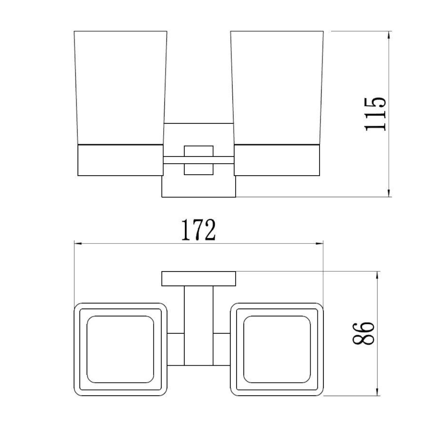 Стакан для ванной комнаты двойной Savol S-06568Q, графит