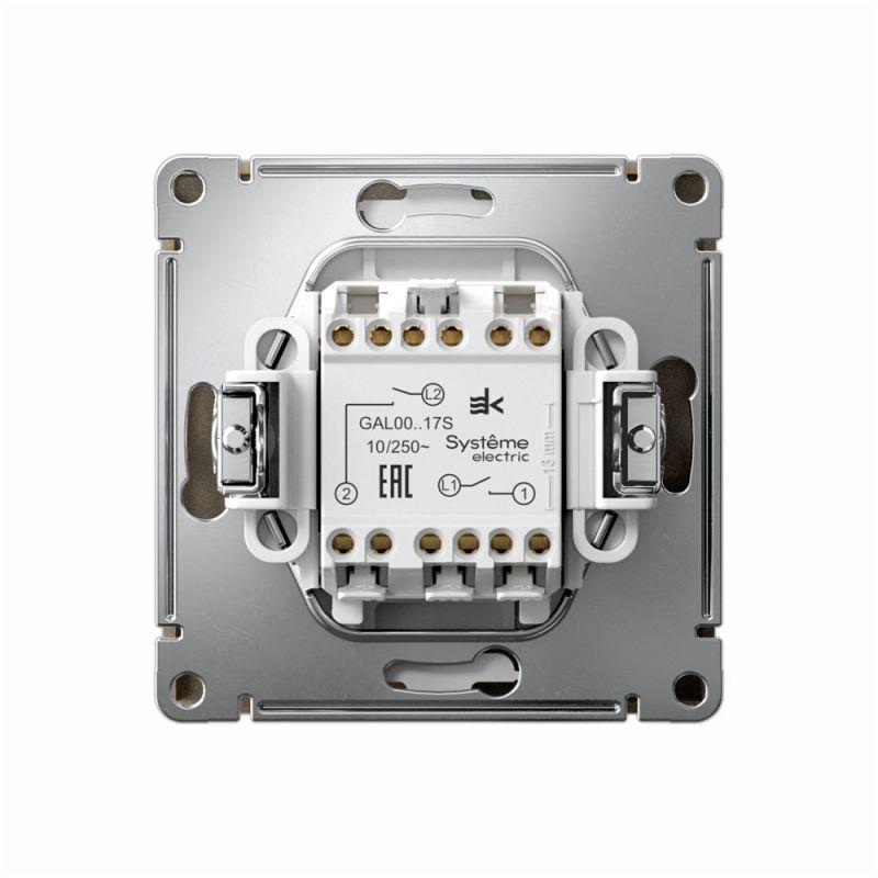 Выключатель кнопочный 2-кл. ArtGallery 10AX быстрозажим. клем. механизм шампань SE GAL000517S