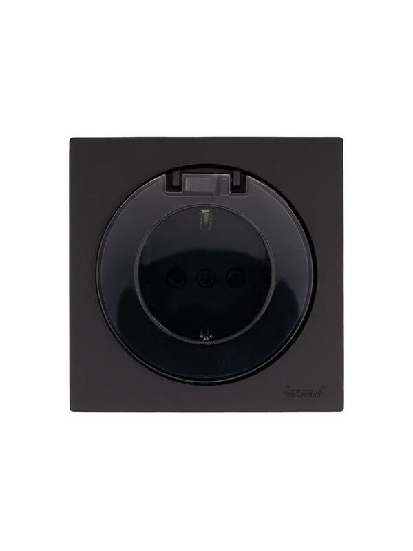 Розетка 1-м СП OSEN IP44 с заземл. с крышкой ПБТ механизм черн. бархат LEZARD 743-4288-123BIPCH