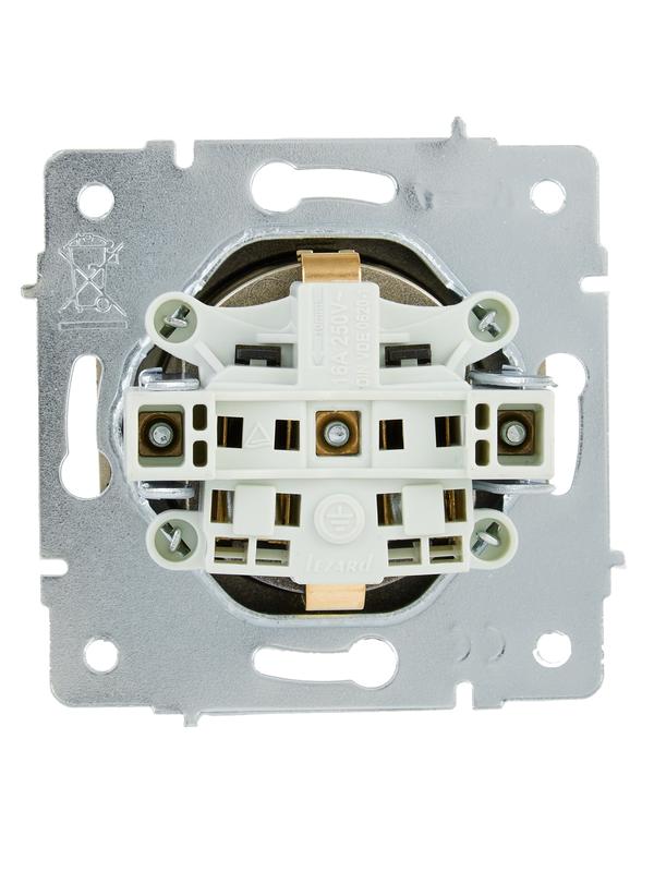 Розетка с заземл. VESNA с крышкой ПБТ зол. LEZARD 742-3688-123B