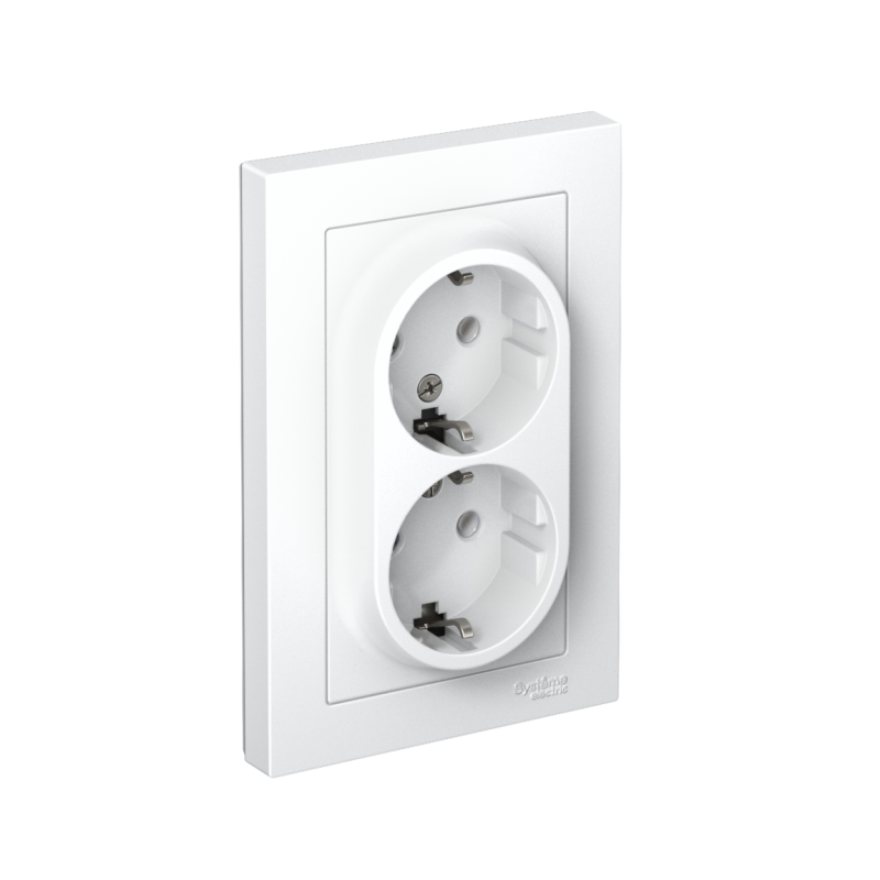 Розетка двойная AtlasDesign с заземл. 16А в сборе лотос SE ATN001324