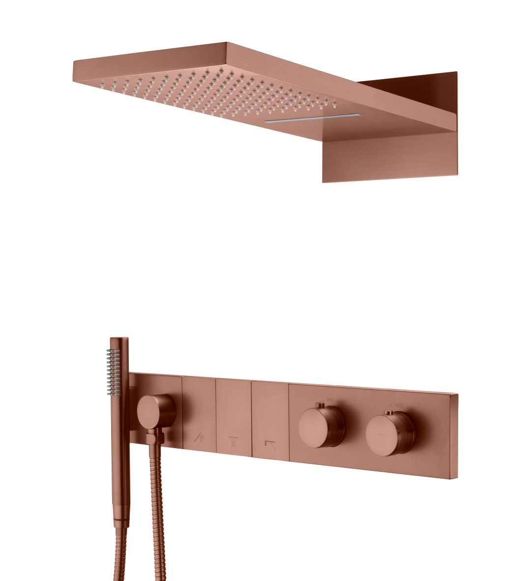 Встроенная душевая система  ZODIAC с термостатом, трехпозиционная  BRUSHED BRONZE