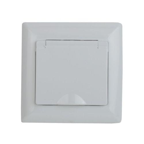 Розетка 1-м СП Solo 4-207-01 16А 250В IP20 2P+E Schuko с заземл. защ. шторки защ. крышка бел. Intro Б0053689