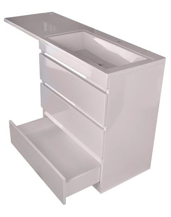Тумба напольная "Даллас 150", 3 ящика, Люкс белая, PLUS