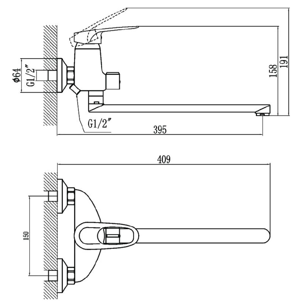 Смеситель для ванны Fmark FM2204, хром